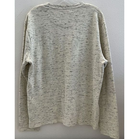 Manguun Mens Sz L Heathered Beige Long Sleeve Pullover Crew Neck Shirt - Picture 2 of 6